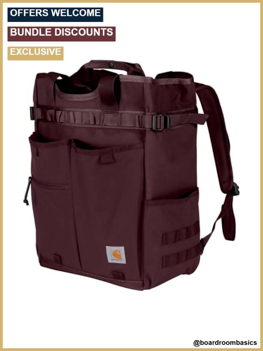 Nylon Cinch-Top Convertible Tote Backpack 28L with Laptop Sleeve